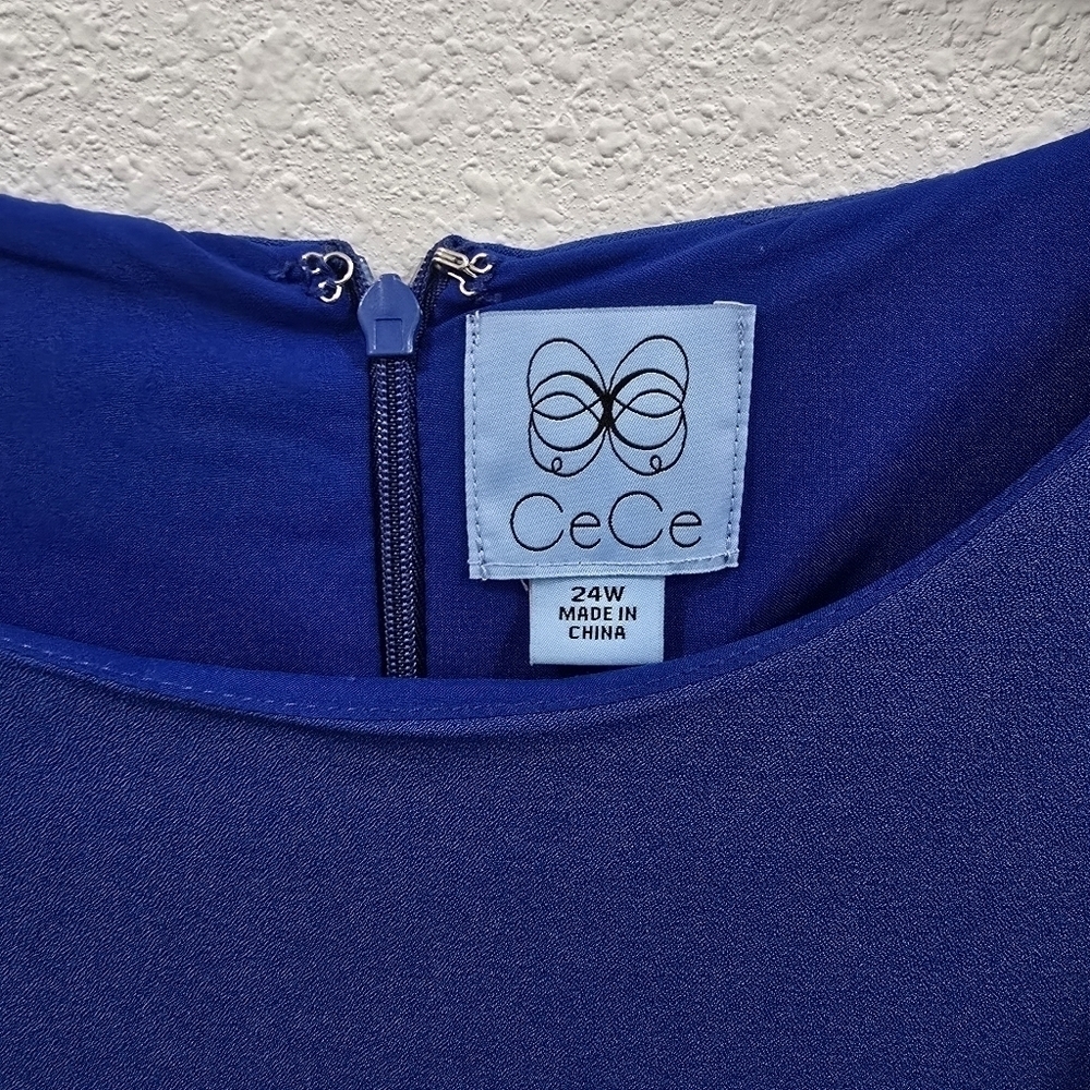 CeCe Qomens 3/4 Sleeve Moss Crepe Dress Blue Size 24W. - Picture 2 of 16